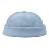 Bonnets unisexe hiver velours côtelé court Melon casquette couleur unie Skucap lettres rétro Ski pêcheur Docker bonnet Hat8142803