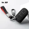 Suede lederen auto op afstand Key Case voor Jeep Renegade Wrangler Rubicon Patriot Cherokees Grand Cherokee Grand Commander Metal Keys Chain