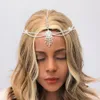 Copricapo versatile festivo Nappa sulla fronte Goccia Accessori per capelli da donna sexy super lucente con catena piena di diamanti