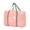 Duffel Bags Travel dobrável Mulheres Bolsas de organizações portáteis de roupas portáteis Bolsa de grande capacidade Duffle Bag White Love Pattern Acessórios
