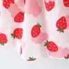 Girl Dresses Cartoon Strawberry Lace Mesh Baby Girls Dress Summer Toddler Born For Kids Children Birthday Present Send Hat