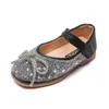 Atletische schoenen meisjes feestkinderen casual flats voor peuters grote kinderen bling glanzende jurk bruiloft strass bowtie prinses