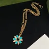 2022 new colored flower pendant Necklaces Double letter long luxury designer necklace men's and women's same gift jewelr270Z