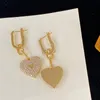 With BOX Quality Luxury Stud Hoop Earrings 18K Gold Plated Pearl Drop Earring Heart Design Women Brand Studs Month's Gift
