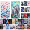 Läderplånbokfodral för iPhone 14 Pro Max 13 Mini 12 11 XS XR 7 8 Fashion Flower Futterfly Print Cat Tiger Bow Cartoon Card slot Holder Flip Pouches Cover