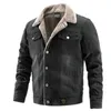 Mäns jackor Män denimjacka Vinterfleece Varm casual lapel rockar Autumn Multipocket Mannkläder Högkvalitativa jackor för män 221208