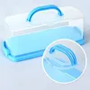 Bakeware Tools Portable Bread Box With Handle Loaf Cake Container Plastic Rectangular Food Storage Keeper Carrier 13Inch Translucent Dome