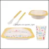 Flatware sets 1 set van 5 pc's bamboe kinderen servies vezelplaat lepel spoon forks cup peuter bestek servies