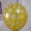 Decorazione per feste Palloncino natalizio da 12 pollici Stampato fiocco di neve bianco Disposizione dorata trasparente