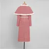 Women's Wool Fall Winter Woolen Coat Women's Retro Red Cloak Fashion Outwear Female Waist Elegant Dress Jacket Houndstooth Overcoat