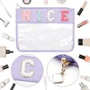Cosmetic Bags PVC Storage Bag Embroidered Letter Transparent Makeup Pouch Waterproof Zipper Multi-function Large Capacity For Fitness