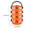 Geschirrss￤tze Luch Case Edelstahlbeh￤lter Mikrowellen-Lunchbox-Picknickerschule School Tools Orange/4-Layer