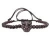Strand Brand Men's Bracelets 4mm Black Stainless Steel Beads & Leopard Head Bead Braided Macrame European Weaving For Men