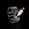 Cluster Rings Cizeva 2022 Original Design Ethnic Jewelry Marquise Amethyst Black Gold Ring for Women Wedding Party Punk Vintage