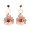 Dangle Earrings Acrylic Flower For Women Fashion Hanging 2022 Trend Jewelry Girls Crystal Meatal Christmas Drop Earings