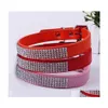 Dog Collars Leashes Wholesale 6 Colors 4 Size Adjustable Suede Leather Cute Pet Rhinestone Lightweight Portable Delicate Dh0286 Dr Dhn0F