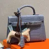 Bolsa de bolsa feminina bolsas de ombro crossbody Bolsas de ombro de couro genuíno Crocodilo Padrão Removível Hardware de prata de prata Acessórios de pônei de alta qualidade