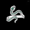 Klusterringar 925 Sterling Silver Green Mysterious Snake Opening For Women Exquisite Zircon Animal Lucky Anniversary Jewelry