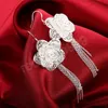 925 sterling Silver Flower Dangle Earrings Charms for Woman Engagement Princess Wedding Luxury Cute drop earrings