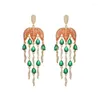 Dangle Earrings Brand Design Luxury Long Tassel for Ladies Elegant Statement GoldMetated Jewelry Cubic Zirconia Earings