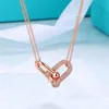 Designer di lusso con diamanti pieni di amore collana femminile in acciaio inossidabile coppia catena d'oro ciondolo quadrato collo gioielli di marca regalo accessori fidanzata