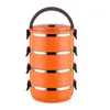 Geschirrss￤tze Luch Case Edelstahlbeh￤lter Mikrowellen-Lunchbox-Picknickerschule School Tools Orange/4-Layer