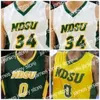 Il basket universitario indossa la maglia da basket Nik1 NCAA College NDSU 24 Tyson Ward 32 Odell Wilson IV 33 Horn 34 Rocky Kreuser 44 Meidinger cucita su misura