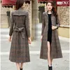 Cappotto da donna in lana da donna Cappotti di lana lunghi classici di alta qualità Capispalla invernale femminile Abbigliamento moda coreana a scacchi