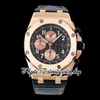 SF jjf26470 A3126 cronógrafo automático masculino relógio rosa ouro preto texturizado mostrador champanhe subdial pulseira de couro com linha amarela super edição eternidade relógios