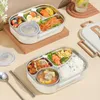 Servis uppsättningar 304 Bento -lådor i rostfritt stål med skedar eller pinnar köksbord för camping picknick