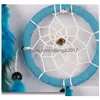 Arts And Crafts Handmade Dream Catcher Wind Chime Net Natural Feather Make Home Furnishing Decorate Blue Wall Hanging Delicate Arr5559141