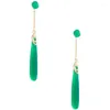 Pendientes colgantes Estilo chino Retro S925 Plata esterlina Jade Calcedonia