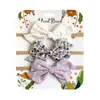 Akcesoria do włosów 3PCS/Set Solid Floral Printed Bow Baby Baby Pałąk dla dziewcząt urodzone opaski na głowę miękkie nylonowe elastyczne opaski