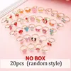 10/20/36 pièces mignon bagues émail ouvert réglable en gros coloré coeur fleur Animal semblant jouer maquillage jouets dessin animé cristal bijoux pour enfants filles cadeaux