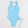 Swim Wear OEING Bandage Female Beach Bra 2022 Bikini Sexy Back Cutout Lace One-piece Suit Swimsuit Bathing Suit Women Jumpsuits Playsuits T221208