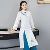 Etniska kläder 2022 Aodai Förbättrad Vietnam Cheongsam Chinese Flower Print Dress Pants Set Woman Traditionell Vintage Ao Dai Elegant Party