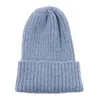 Unisex Wool Knit thick acrylic Hat Candy Colors Woman Classic fleece lined Hat Wide Brim men women warm velvet beanie cap outdoor skiiing snow hats