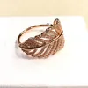 18K Rose Gold Light As A Feather Ring for Pandora Authentic Sterling Silver Jewelry CZ Diamond Wedding Party Gift Rings For Women Girls with Original Box Set