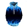 Men's Hoodies Autumn And Winter Sweatshirts With Hood Colored Flame 3D Prited Men's Oversized Casual Streetwear Long Sleeve Tracksuit