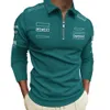 2023 새로운 F1 긴 슬리브 폴로 셔츠 공식 1 반 지퍼 티셔츠 저지 팀 드라이버 경주복 유니폼 남자 패션 대형 스웨트 셔츠