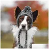 ملابس الكلاب الخريف الشتاء كرة الفراء تبقي كرات نفخة دافئة ومقاومة للرياح الكلاب الكلاب القتال قبعة الحيوانات الأليفة الرأس 107 V2 Drop D DHBM7