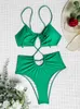 Costume da bagno Riseado Lace Up Costume intero da donna Cut-Out Costumi da bagno sexy 2022 Monokini senza schienale Costume da bagno solido Body con culo increspato T221208