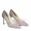 Brand Women Romy Sandals Shoes Glitter Leather High Stiletto Heels Sexy Lady Pointed Toe Pumps Party Wedding Dress EU35-43 Original Box