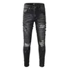 Jeans pour hommes européens et américains High Street Fashion Slim Jeans 816 plis trous de couture