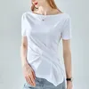Women's T Shirts Mercerized Cotton Short-Sleeved T-Shirt Women's Summer Design Irregular Solid Color Fashion Y2k Tops All Neon Store