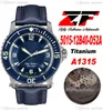 ZF Fifty Fathoms 5015-12B40-O52A A1315 Montre automatique pour homme 50 Fathoms Boîtier en titane Cadran bleu Bracelet en toile de voile Super Edition Puretime A1