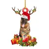 Décorations de noël pendentif en bois chien goutte décoration arbre chiot pendentifs année fête fête fournitures chambre maison ornement