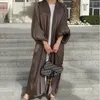 Etnik Giyim Açık Abaya Kimono Kadınlar İçin Parlak Puf Kılı