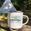 Muggar Camper Creative Coffee Mug Travel Tea Cup Custom Name Milk Wine Camping Emamel Handmade Handtaget Drinkware Personlig g￥va