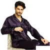 Mäns sömnkläder Mens Silk Satin Pyjamas Pyjamas Set Loungewear passar alla säsonger MX190724 Drop Delivery Apparel Underwear Dhvlo